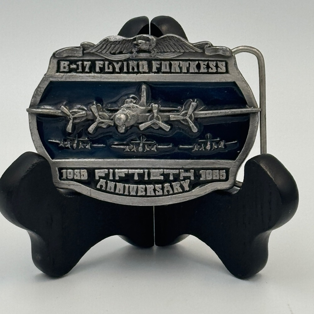 Vintage 1985 B-17 Flying Fortress 50th Anniversary Belt Buckle Limited Edition